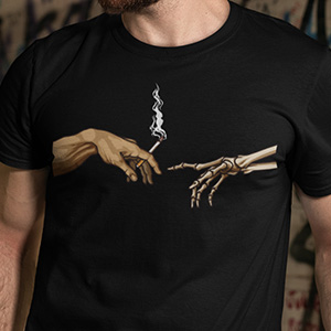 Nichtraucher T-Shirt: „Die Zerstörung Adams“ Michelangelo